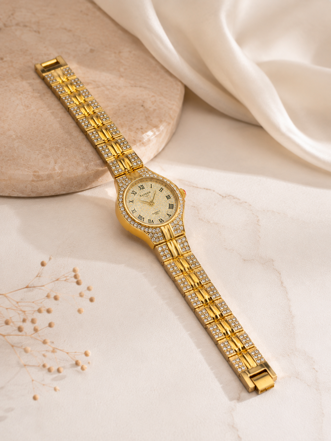 Luxury Diamond-Style Gold Watch – Elegant Women’s Premium Wristwatch