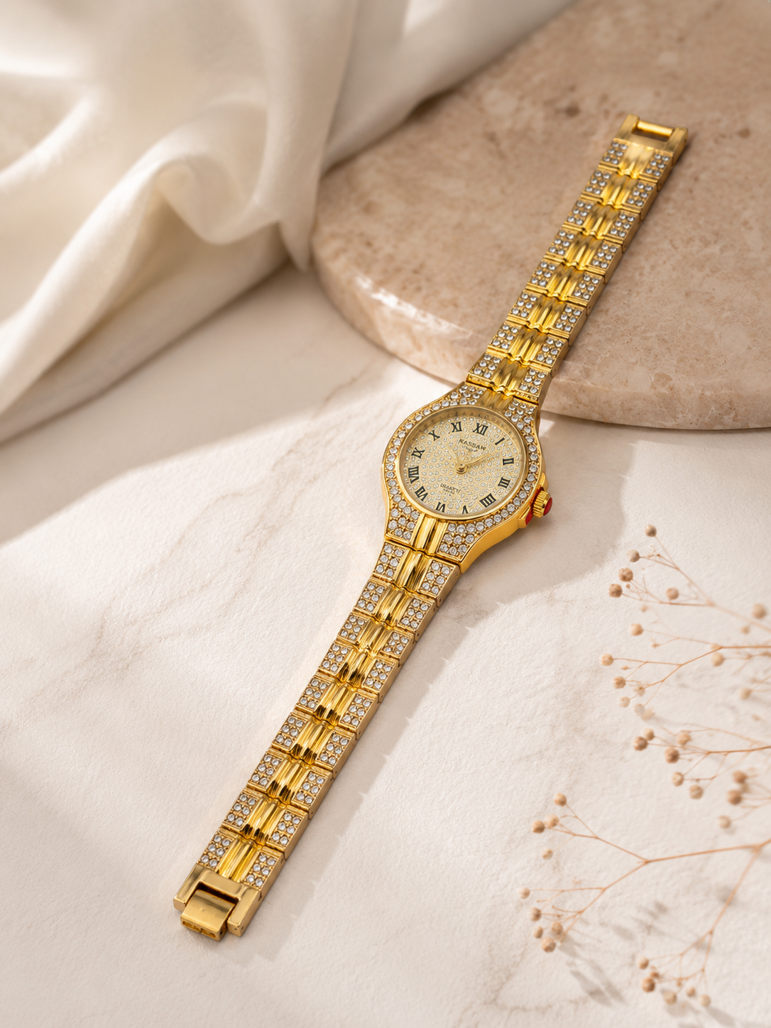 Luxury Diamond-Style Gold Watch – Elegant Women’s Premium Wristwatch
