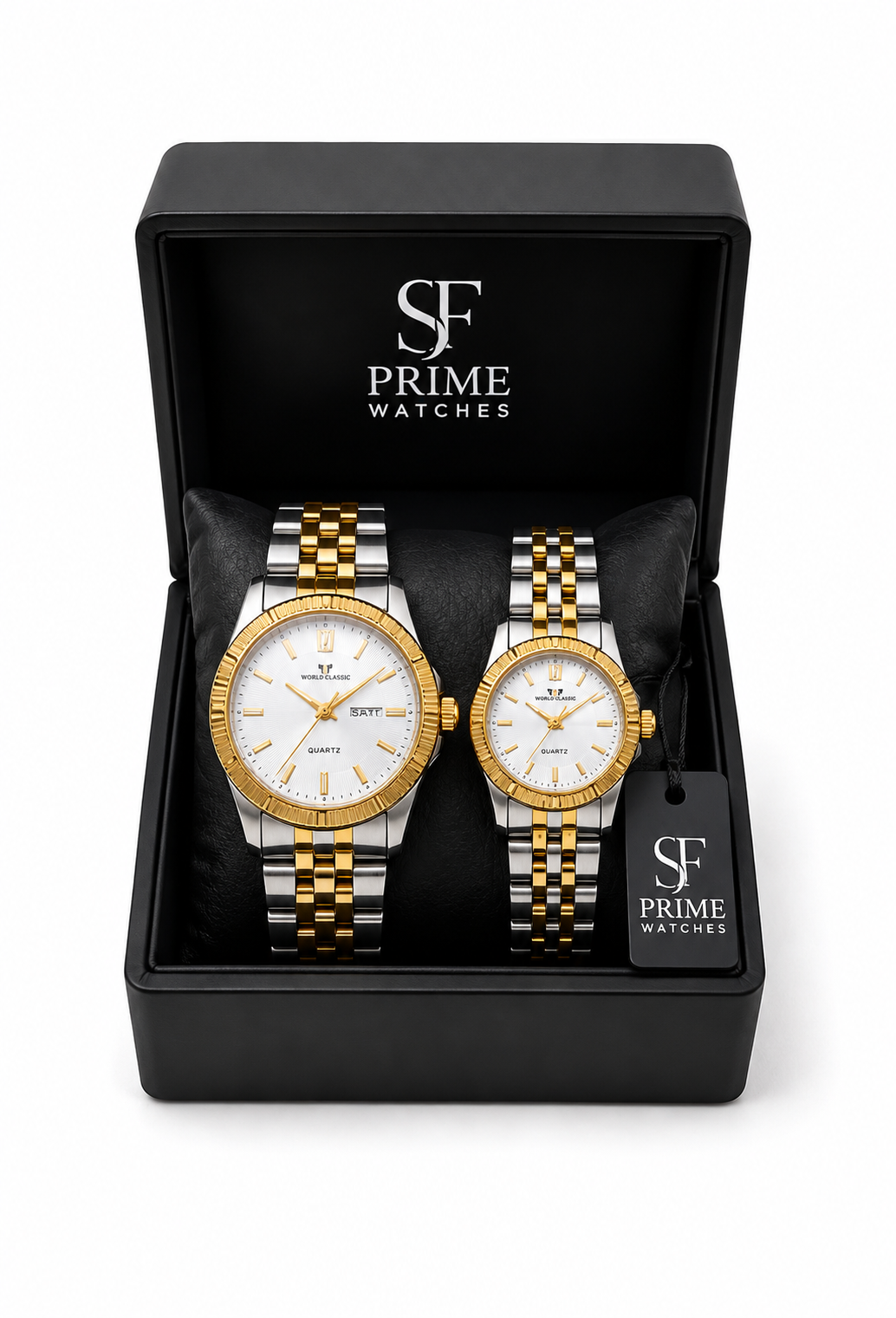 Luxury Couple Watches Set – Gold & Silver Two-Tone Quartz Watches